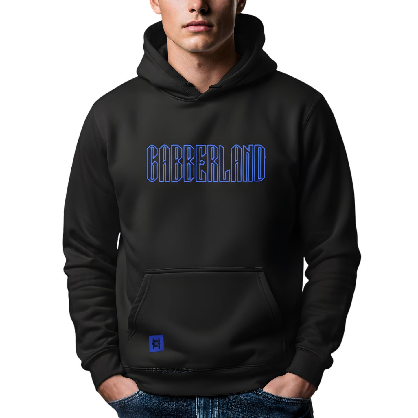Gabberland hoodie | zwart - blauw