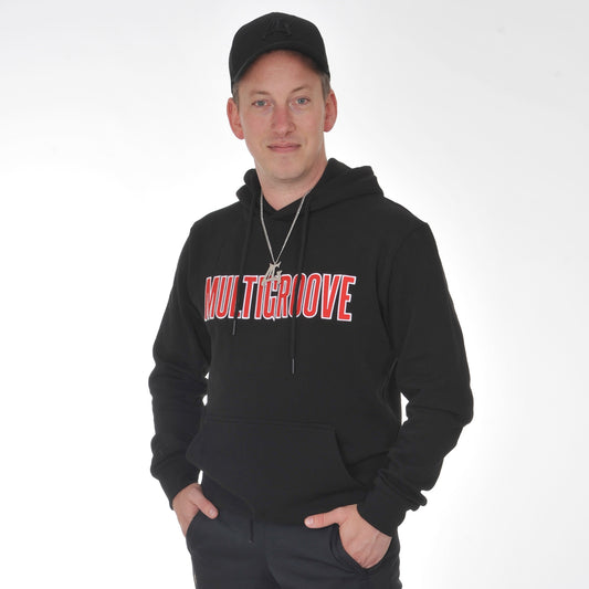 Multigroove hoodie rode borduring | zwart