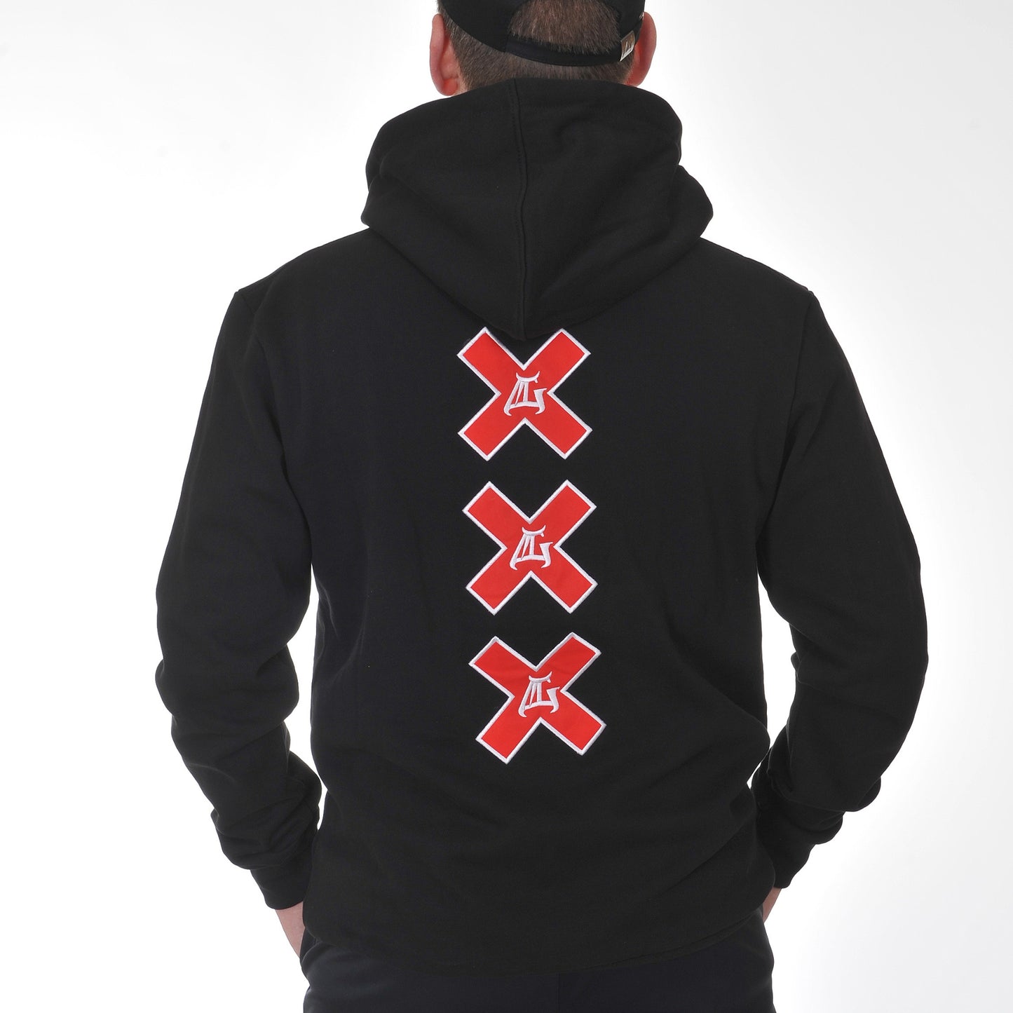 Multigroove hoodie rode borduring | zwart