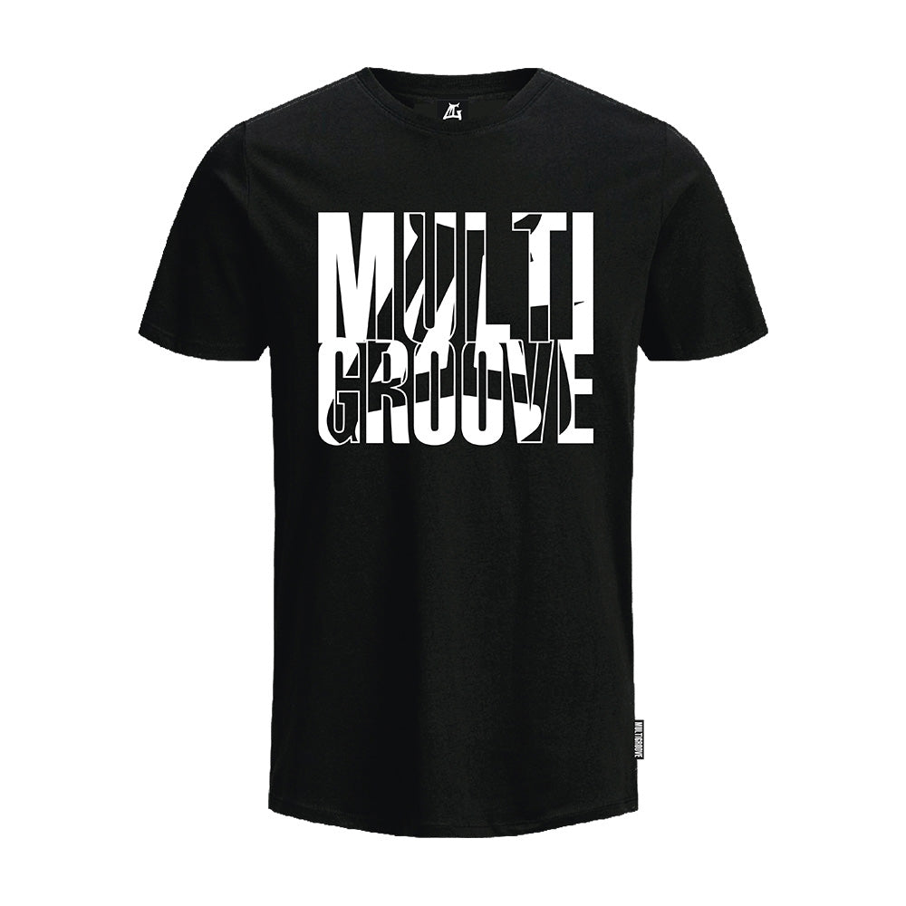 T-Shirt Multigroove Logo & Tekst zwart