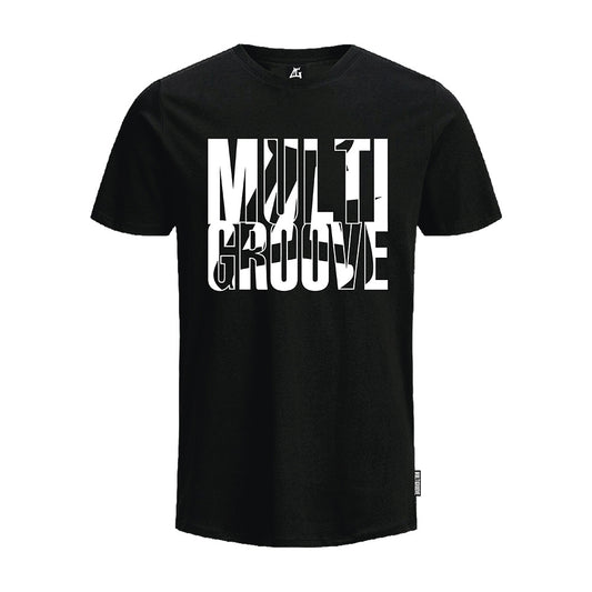 T-Shirt Multigroove Logo & Tekst zwart