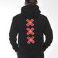 Multigroove hoodie rode borduring | zwart