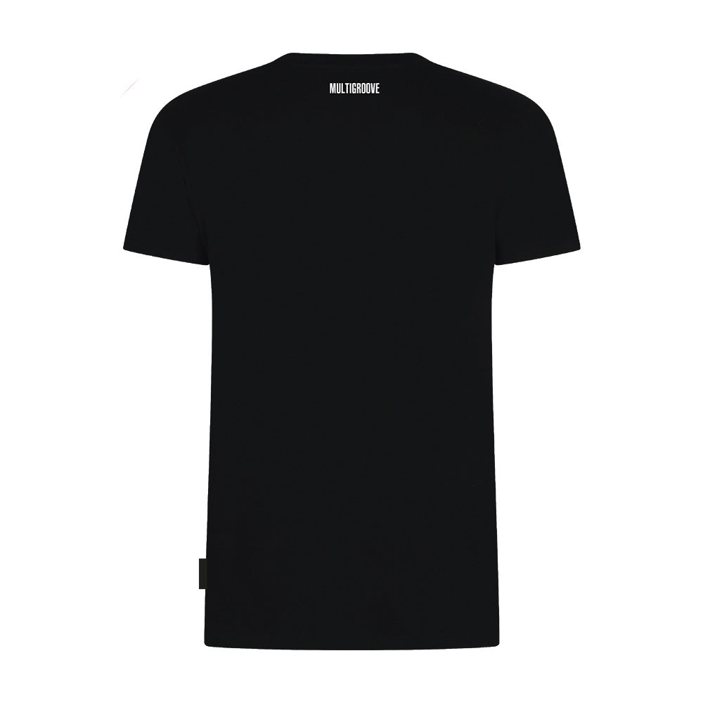 T-Shirt Multigroove Logo & Tekst zwart
