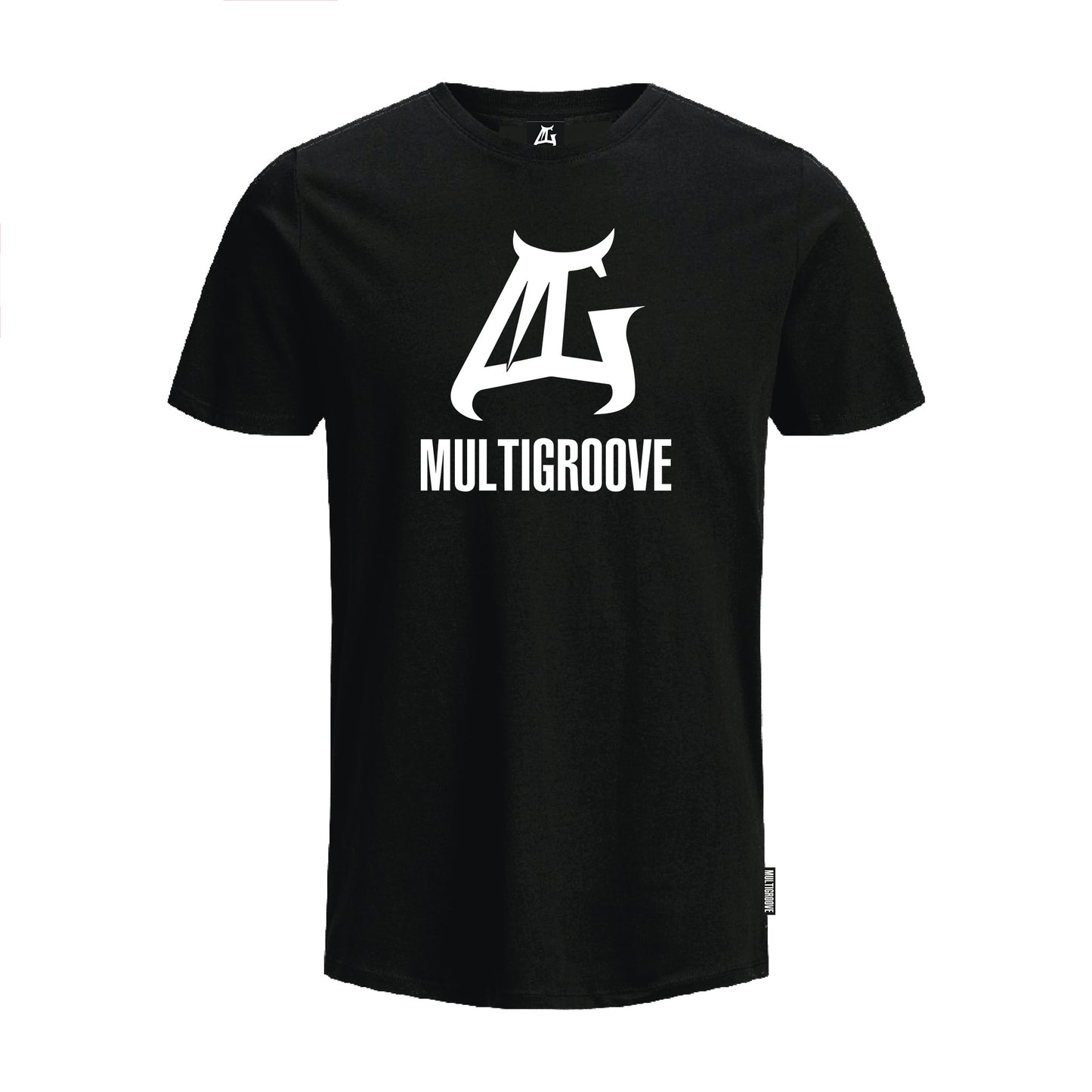 Multigroove Basic T-Shirt zwart met logo groot